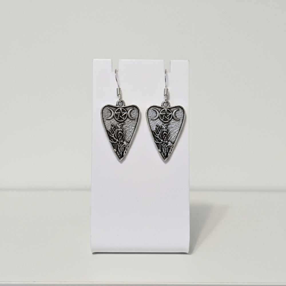 NWT Silver Triple Moon Goddess Planchette Earrings